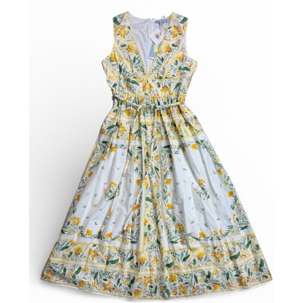 Antonio Melani X Style By Simkins Size 10 Hannah Green Yellow Floral Maxi Dress